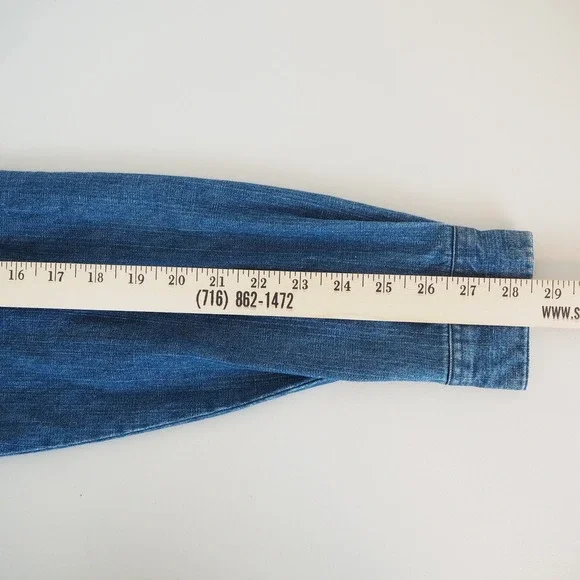 Vintage Women's Wrangler Blues Denim Shirt Pearl Snap Button Up Western - Large* - Picture 12 of 13